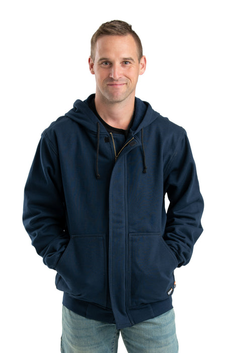 Berne Mens FR Zip Front NFPA 2112 Navy 100% Cotton Hoodie