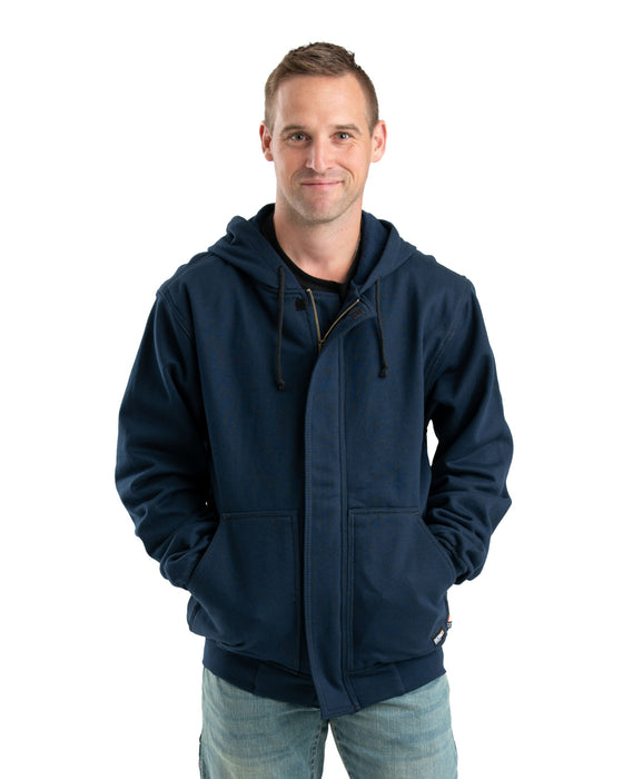 Berne Mens FR Zip Front NFPA 2112 Navy 100% Cotton Hoodie