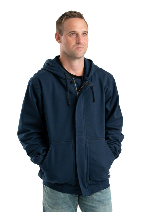 Berne Mens FR Zip Front NFPA 2112 Navy 100% Cotton Hoodie