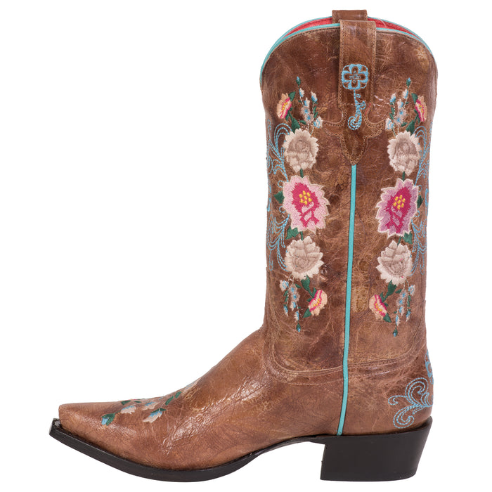 Macie Bean Womens Rose Garden Honey Bunch Leather Cowboy Boots