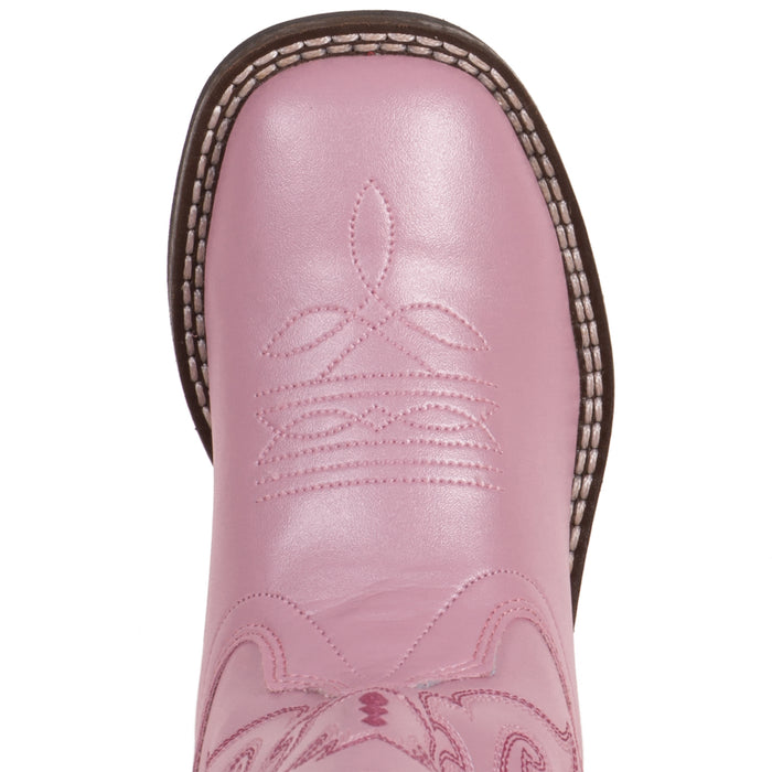 Old West Pink Children Girls Scroll Stitch Cowboy Western Boots