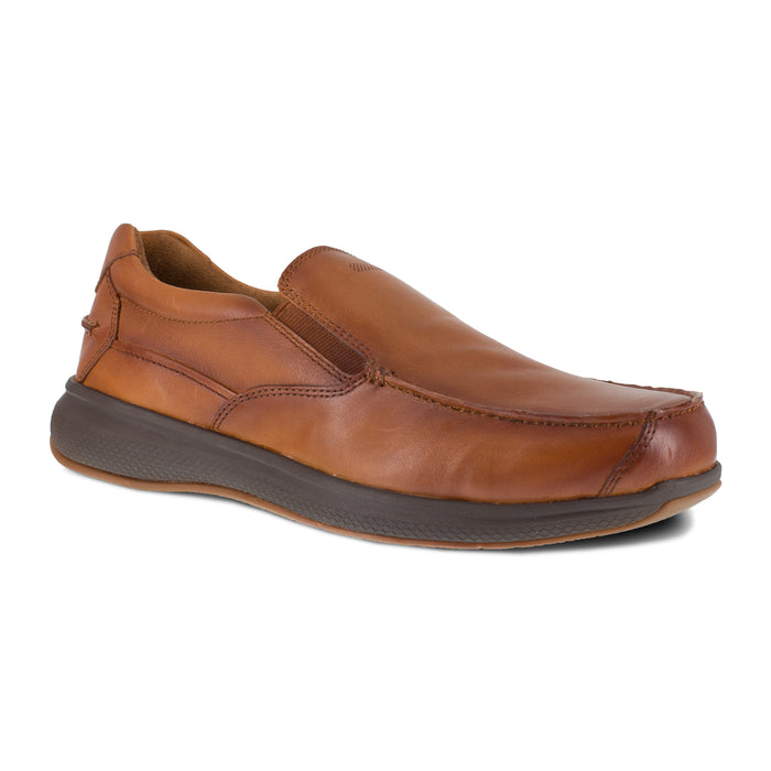 Florsheim Mens Cognac Leather Loafers Bayside ST Slip-On Boat