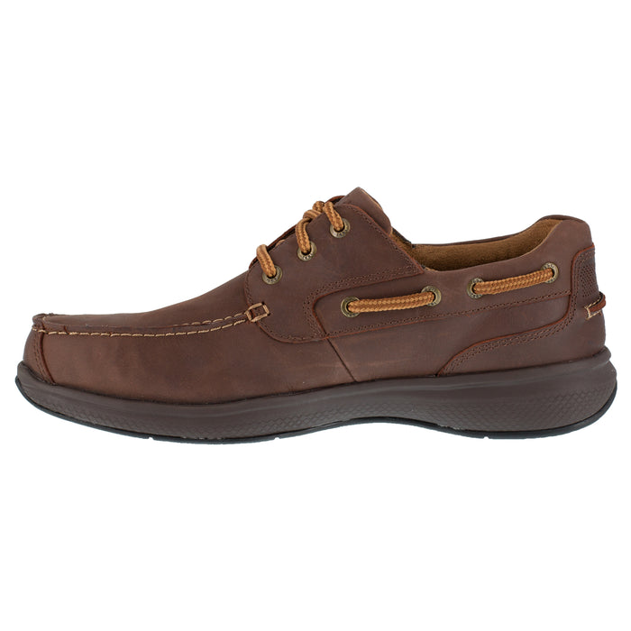 Florsheim Mens Brown Leather Oxfords Bayside 3-Eye Tie Boat