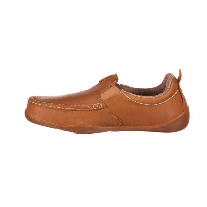 Georgia Mens Tan Leather Cedar Falls Moc Slip-On Shoes