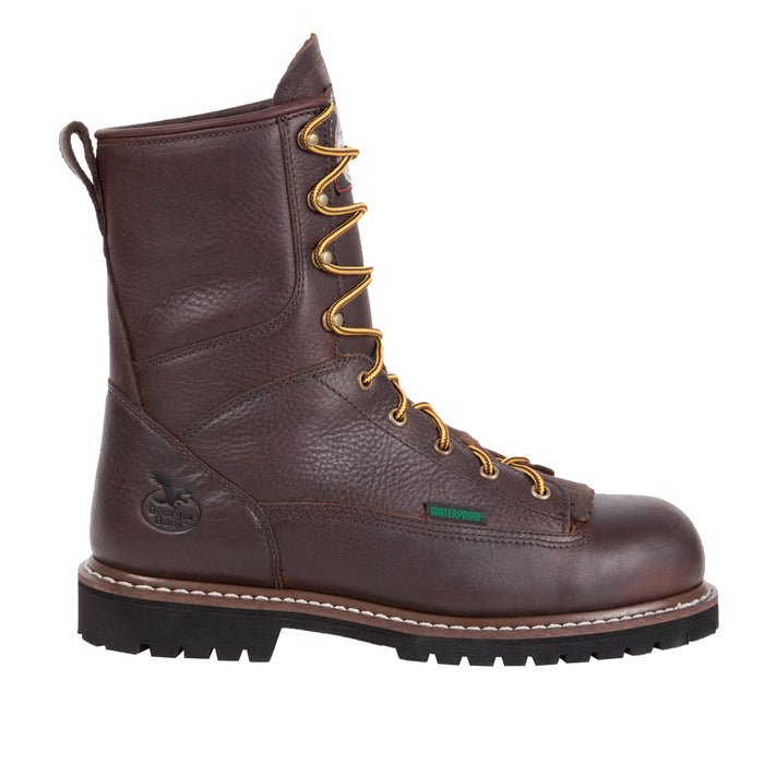 Georgia Mens Chocolate Leather Steel Toe WP Logger Work Boots