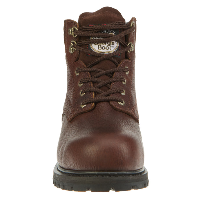 Georgia Oiler Mens Brown Leather Steel Toe Waterproof Work Boots