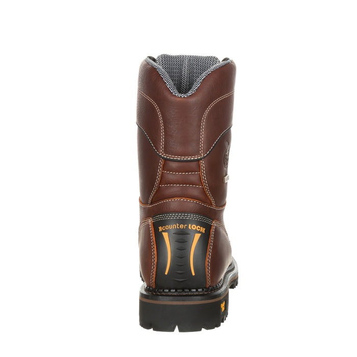 Georgia Mens Brown Leather SPR WP AMP Low Logger Boots