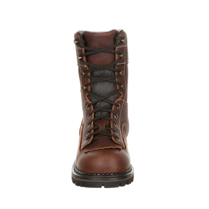 Georgia Mens Brown Leather SPR WP AMP Low Logger Boots