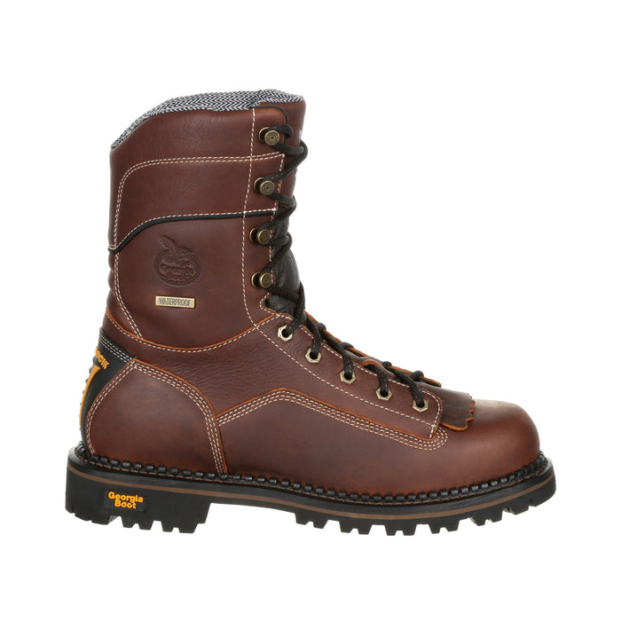 Georgia Mens Brown Leather SPR WP AMP Low Logger Boots