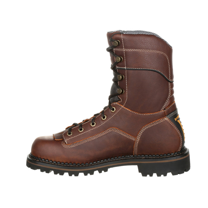 Georgia Mens Brown Leather SPR WP AMP CT Low Logger Boots