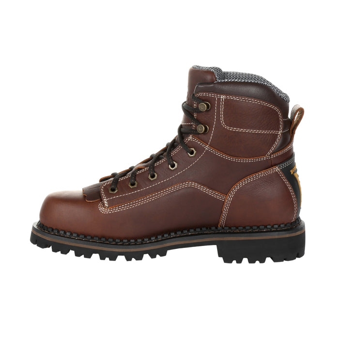 Georgia Mens Brown Leather Low Heel Logger Work Boots