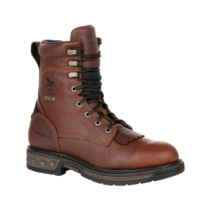 Georgia Mens Brown Leather LT WP Lacer Work Boots