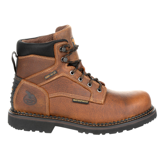 Georgia Mens Brown Leather Revamp WP Work Boots