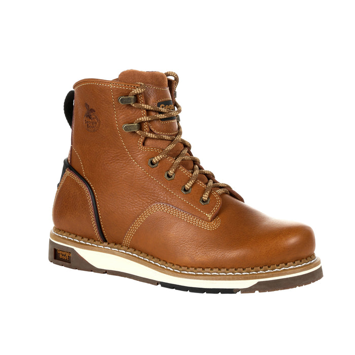 Georgia Mens Tan Leather Amp LT Wedge Work Boots