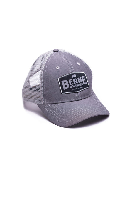 Berne Unisex Logo Graphite Cotton Blend Trucker Cap