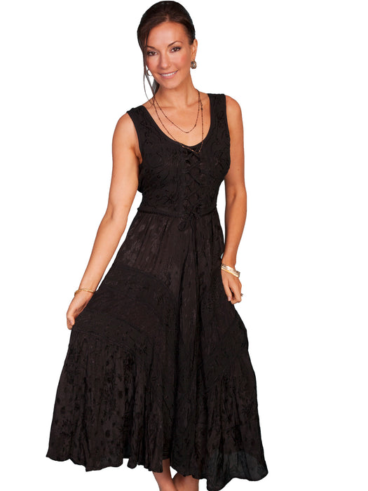 Scully Honey Creek Womens Full Length Dress Black 100% Rayon Lace Up