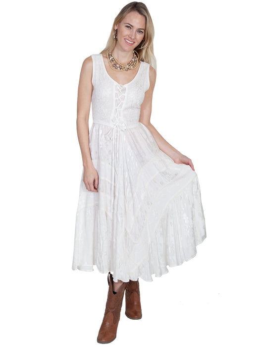 Scully Honey Creek Womens Full Length Dress Ivory 100% Rayon Lace Up