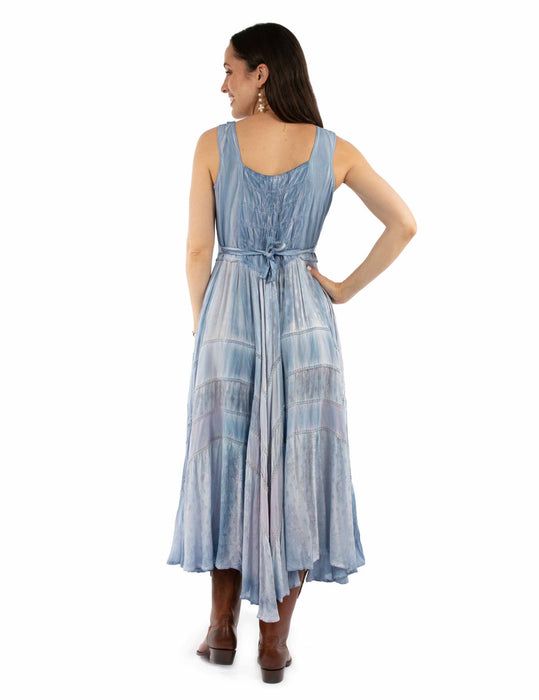 Scully Womens Full Length Lace-Up Tie-Dye 100% Rayon S/L Dress