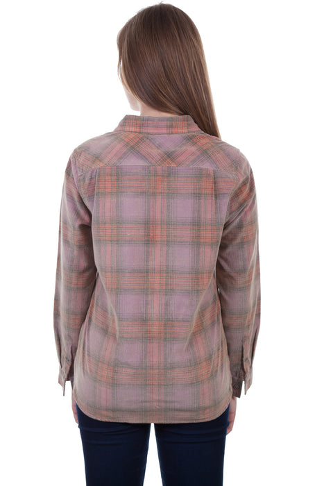 Scully Womens Purple/Red 100% Cotton Plaid L/S Shirt