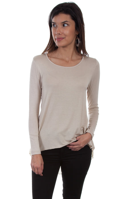 Scully Womens Beige Polyester Hi/Lo L/S Tunic