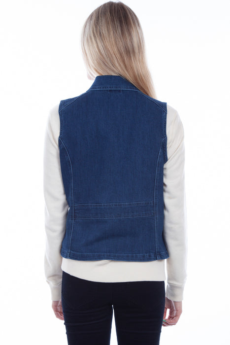 Scully Womens Denim Cotton Blend Princess Vest