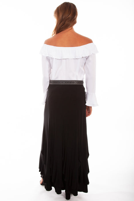 Scully Womens Black Polyester Ruffled Skirt