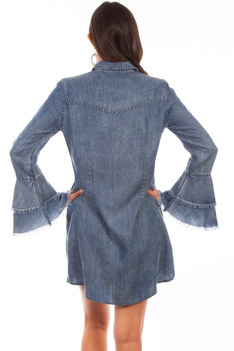 Scully Womens Denim 100% Cotton Western Shirt L/S Dress