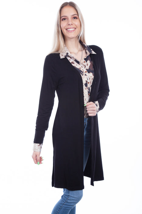 Scully Womens Black Viscose Side Slit Cardigan