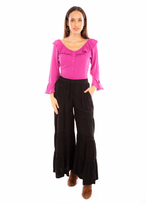 Scully Womens Black Rayon Palazzo Pants