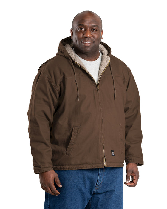 Berne Mens Heartland Washed Duck Hooded Work Bark 100% Cotton Coat