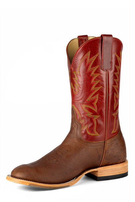 Horse Power Mens Top Hand Weatherford Red Goat Leather Cowboy Boots