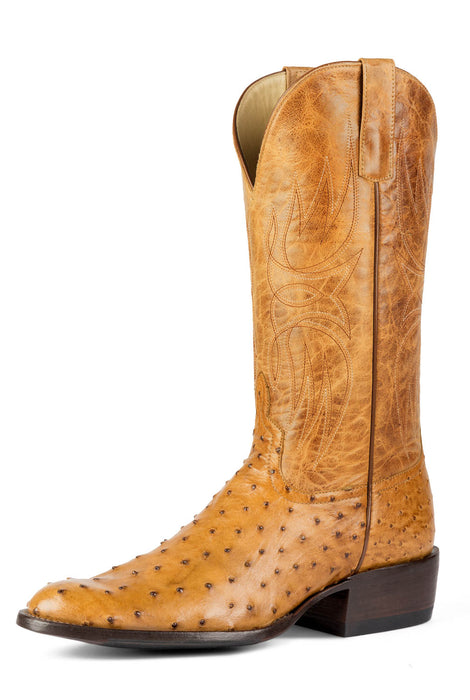 Horse Power Mens 13in Maverick Antique Saddle Full Quill Ostrich Cowboy Boots