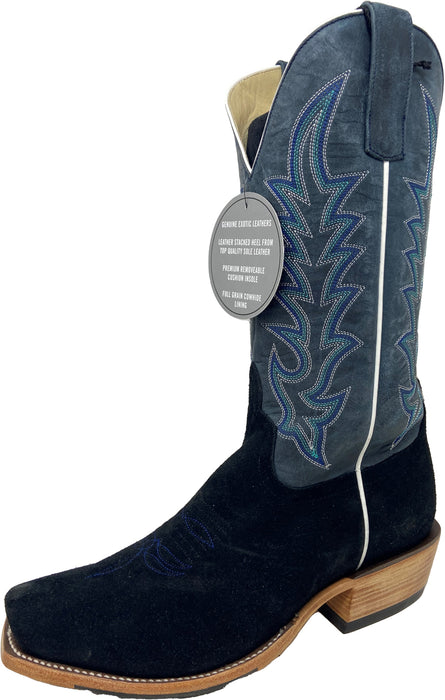 Horse Power Mens Top Hand Blue/Black Suede Cowboy Boots