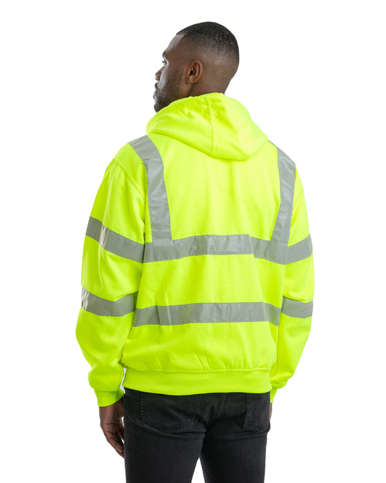 Berne Mens Hi Vis Class 3 Thermal-Lined Yellow Fleece Hoodie