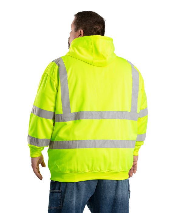 Berne Mens Hi Vis Class 3 Thermal-Lined Yellow Fleece Hoodie