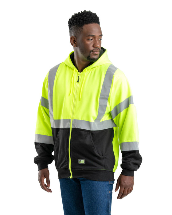 Berne Mens Yellow Fleece Hi-Vis Class 3 Hoodie