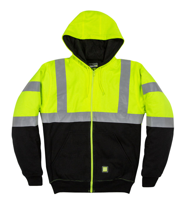 Berne Mens Yellow Fleece Hi-Vis Class 3 Hoodie