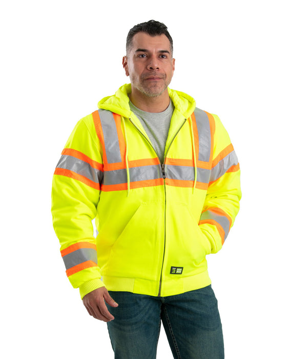 Berne Mens Yellow Polyester Hi-Vis Type R Class 3 Hooded Jacket