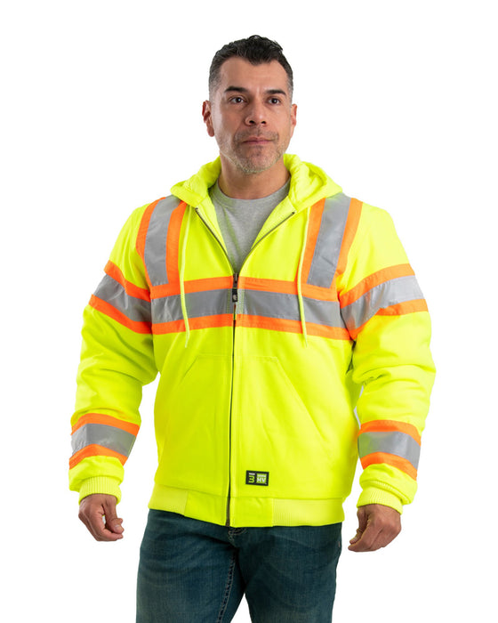 Berne Apparel Mens Hi Vis Class 3 Hooded Active Yellow 100% Polyeste Jacket