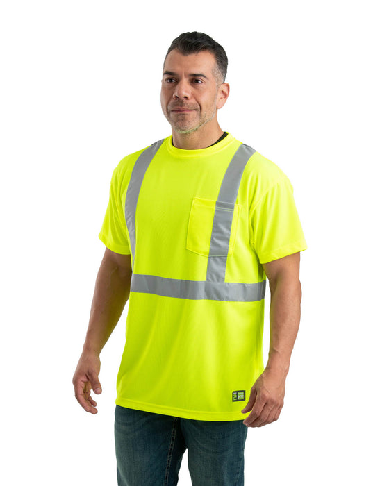 Berne Mens Yellow Polyester Hi-Viz Performance S/S Tee S/S