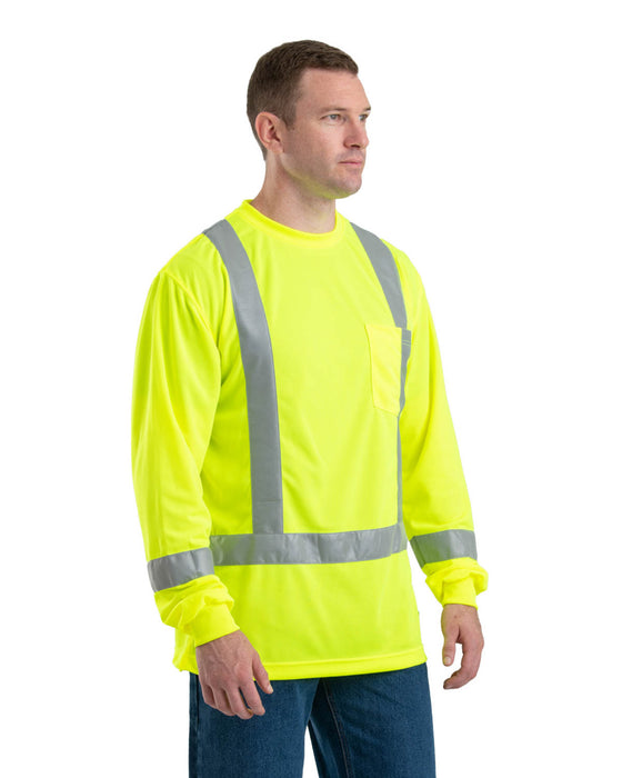 Berne Mens Yellow Polyester Hi-Viz Performance L/S Tee S/S