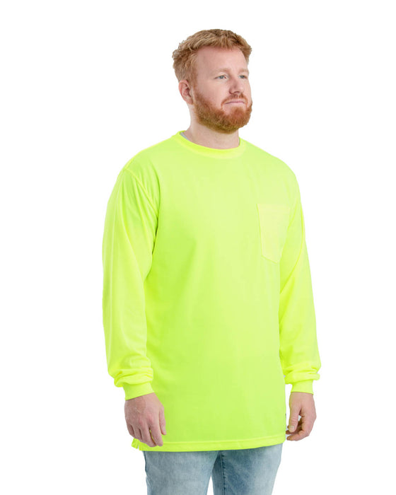 Berne Mens Yellow Polyester Enhanced Visibility L/S Tee S/S