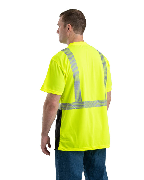 Berne Mens Yellow Polyester Hi-Vis Class 2 Color Block Tee S/S