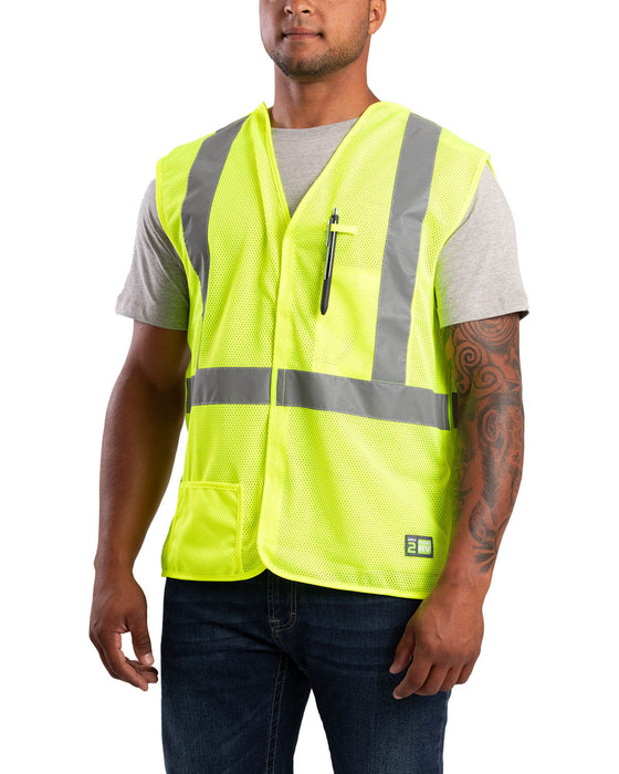 Berne Mens Yellow Polyester Hi Vis Class 2 Easy-Off Vest