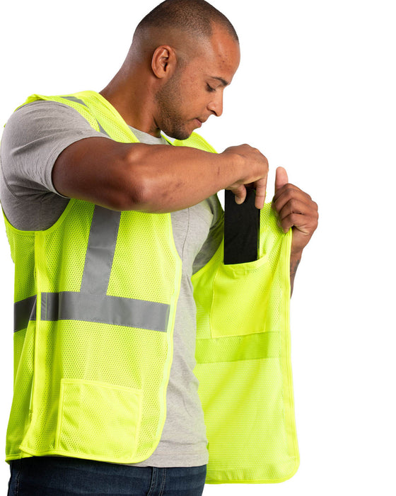 Berne Mens Yellow Polyester Hi Vis Class 2 Easy-Off Vest