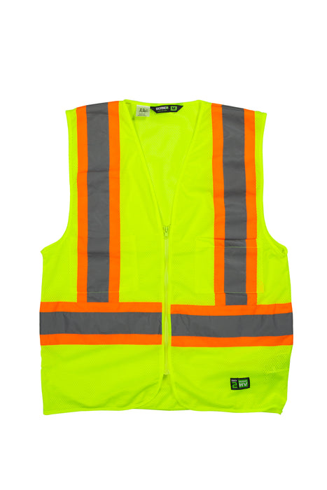 Berne Mens Hi Vis Class 2 Multi-Color Mesh Yellow 100% Polyester Vest