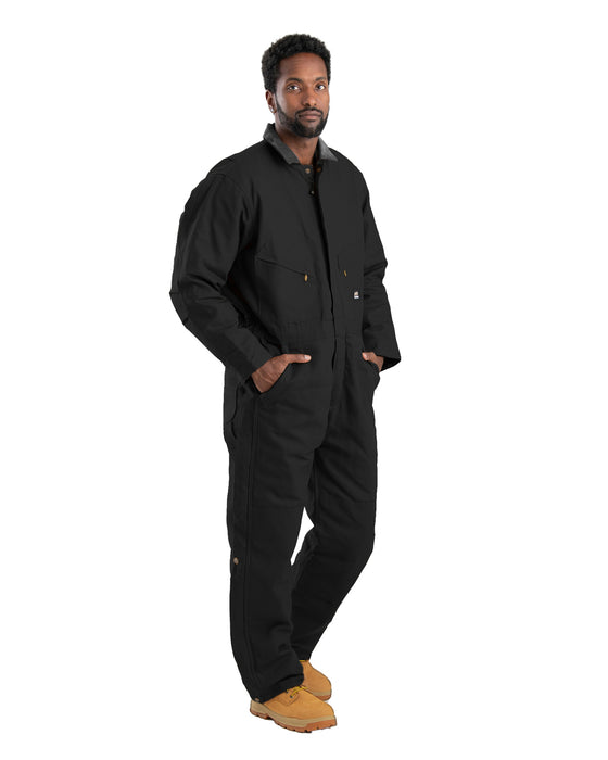 Berne Mens Heritage Duck Insulated Black 100% Cotton Work Coverall