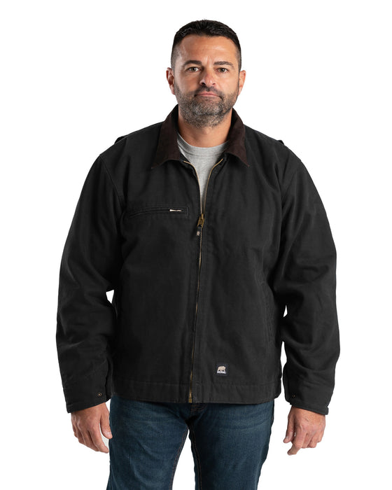 Berne Mens Highland Washed Gasoline Black 100% Cotton Jacket