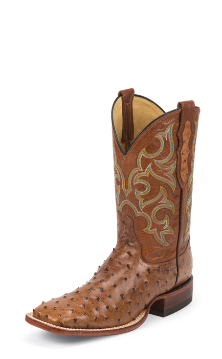 Justin 11in Mens Amber/Cognac Truman FQ Ostrich Cowboy Boots