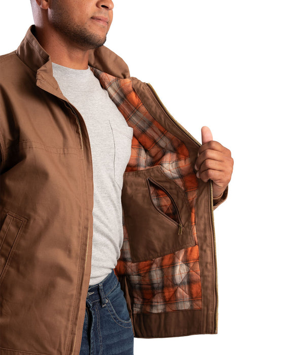 Berne Mens Driftwood 100% Cotton Flagstone Flannel-Lined Duck Jacket